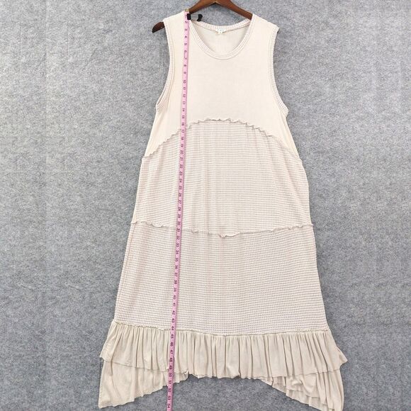 POL Dress Womens Large Beige Sleeveless Maxi High Low Ruffle Hem Boho Layered - Picture 6 of 13